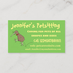 Happy Jumping Kiwi mit Bug-Krawatte Cartoon Design Visitenkarte
