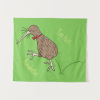 Happy Jumping Kiwi mit Bug-Krawatte Cartoon Design