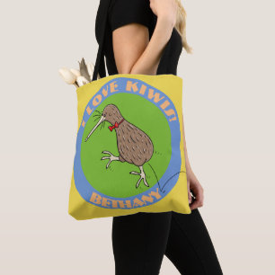 Happy Jumping Kiwi Vogel mit Bogen Krawatte Cartoo Tasche