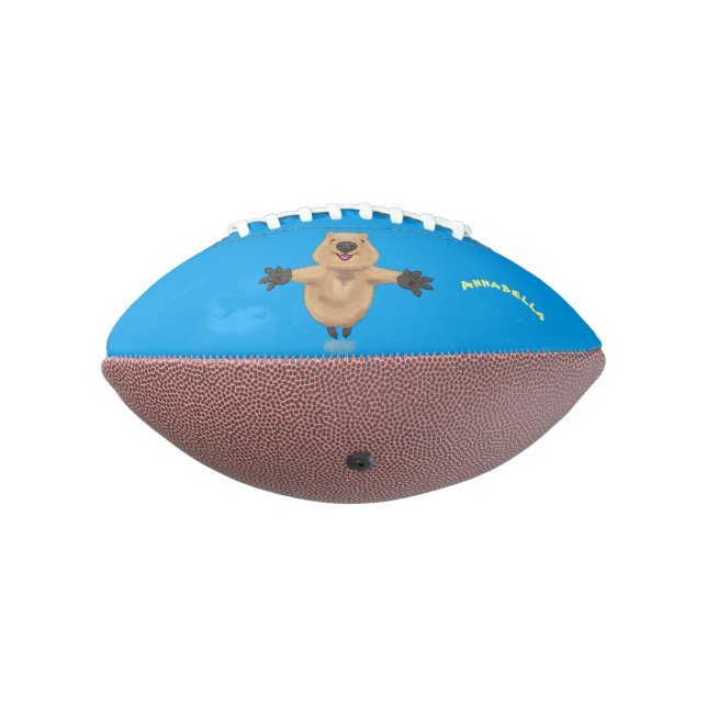 Happy Jumping Quokka Cartoon Design Football (Gedreht 270)