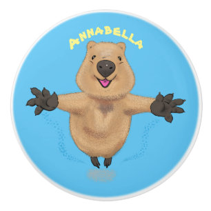 Happy Jumping Quokka Cartoon Design Keramikknauf