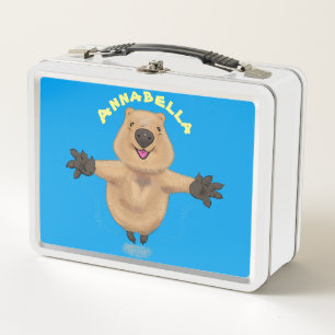 Happy Jumping Quokka Cartoon Design Metall Brotdose