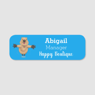 Happy Jumping Quokka Cartoon Design Namensschild