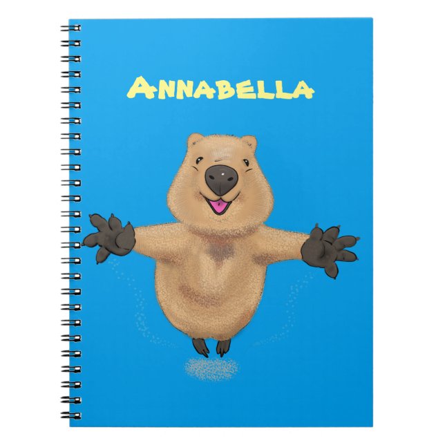 Happy Jumping Quokka Cartoon Design Notizblock (Vorderseite)