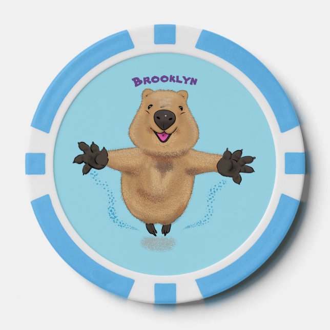 Happy Jumping Quokka Cartoon Design Pokerchips (Vorderseite)