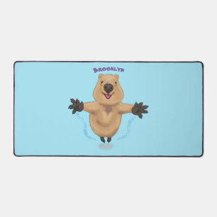 Happy Jumping Quokka Cartoon Design Schreibtischunterlage