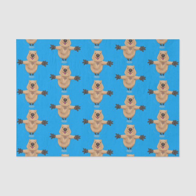 Happy Jumping Quokka Cartoon Design Seidenpapier (Vorderseite)