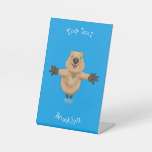 Happy Jumping Quokka Cartoon Design Sockelschild