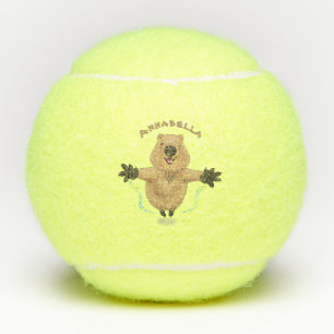 Happy Jumping Quokka Cartoon Design Tennisbälle