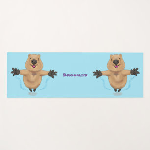 Happy Jumping Quokka Cartoon Design Yogamatte
