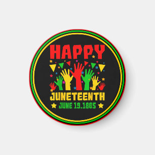 Happy Juneteenth Black Red Green Yellow Hands Magnet