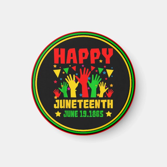 Happy Juneteenth Black Red Green Yellow Hands Magnet (Vorne)