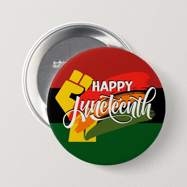 HAPPY JUNETEENTH Pan African Button (Vorne & Hinten)