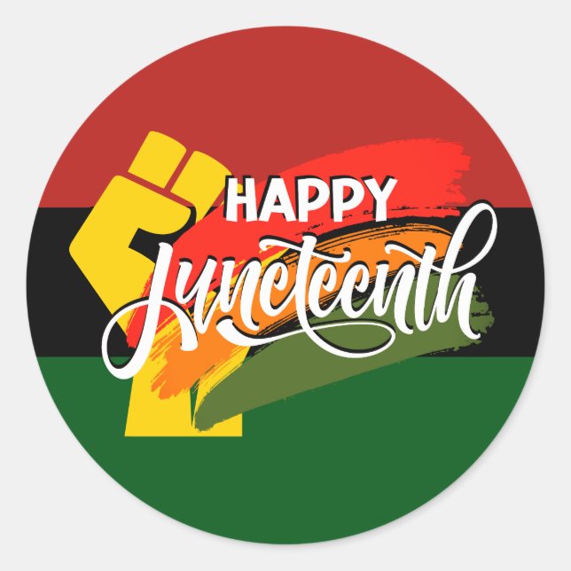 HAPPY JUNETEENTH Pan African Runder Aufkleber (Vorderseite)