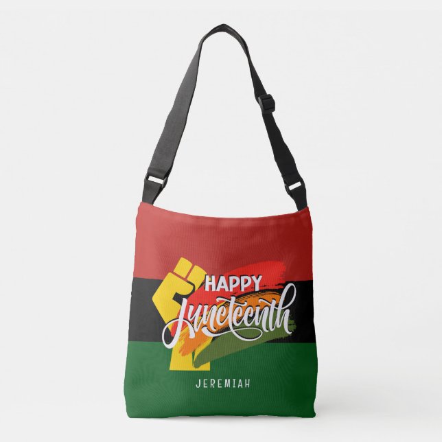 HAPPY JUNETEENTH Pan African Tragetaschen Mit Langen Trägern (Vorderseite)