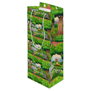 Happy Jungle Tiere in einer Landschaft Geschenktüte Für Weinflaschen