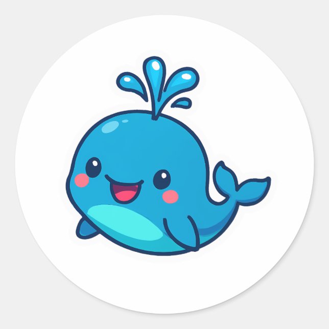 Happy Kawaii Baleine Sticker - mignon ami Océan (Devant)