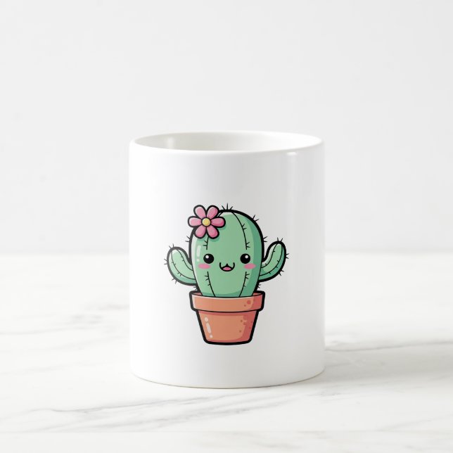Happy Kawaii Cactus – Cute Illustration Kaffeetasse (Mittel)
