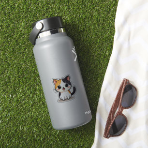 Happy Kawaii Calico Katze mit Big Eyes Aufkleber