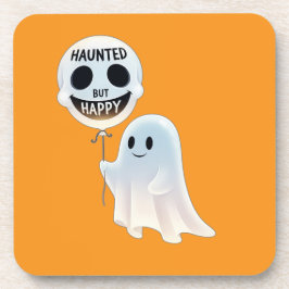 Happy Kawaii Ghost with Skull Balloon Getränkeuntersetzer