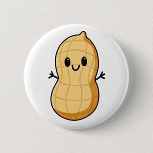 Happy Kawaii Peanut Cartoon - Niedliche Lächelnuss Button