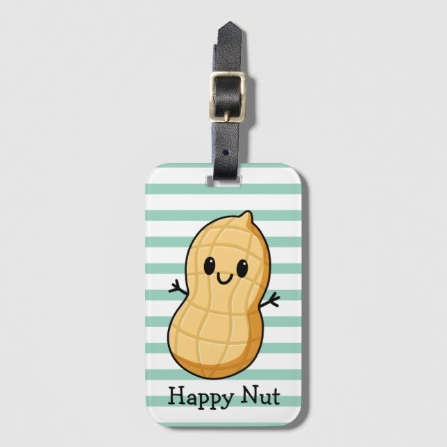 Happy Kawaii Peanut Cartoon - Niedliche Lächelnuss Gepäckanhänger (Vorderseite Vertikal)