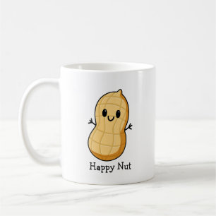 Happy Kawaii Peanut Cartoon - Niedliche Lächelnuss Kaffeetasse