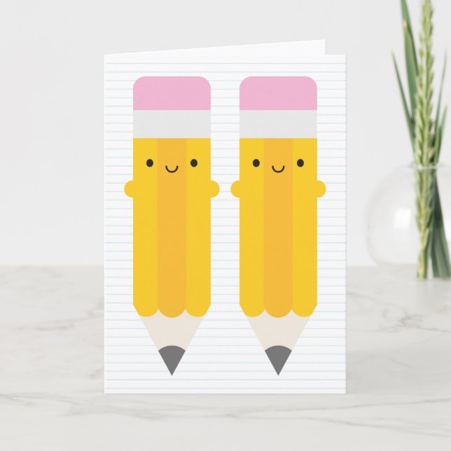 Happy Kawaii Pencils Karte (Vorderseite)