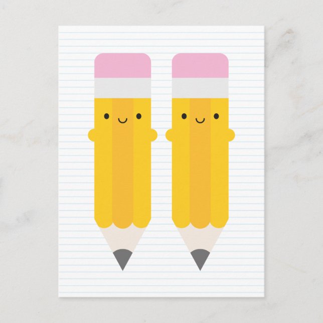 Happy Kawaii Pencils Postkarte (Vorderseite)
