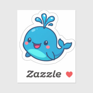 Happy Kawaii Whale Sticker - Niedlicher Ocean Frie