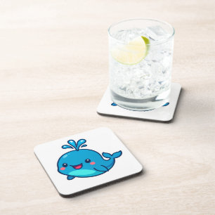 Happy Kawaii Whale Sticker - Niedlicher Ocean Frie Getränkeuntersetzer