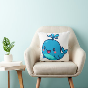 Happy Kawaii Whale Sticker - Niedlicher Ocean Frie Kissen
