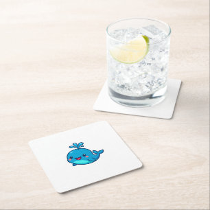 Happy Kawaii Whale Sticker - Niedlicher Ocean Frie Rechteckiger Pappuntersetzer