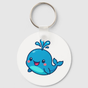 Happy Kawaii Whale Sticker - Niedlicher Ocean Frie Schlüsselanhänger