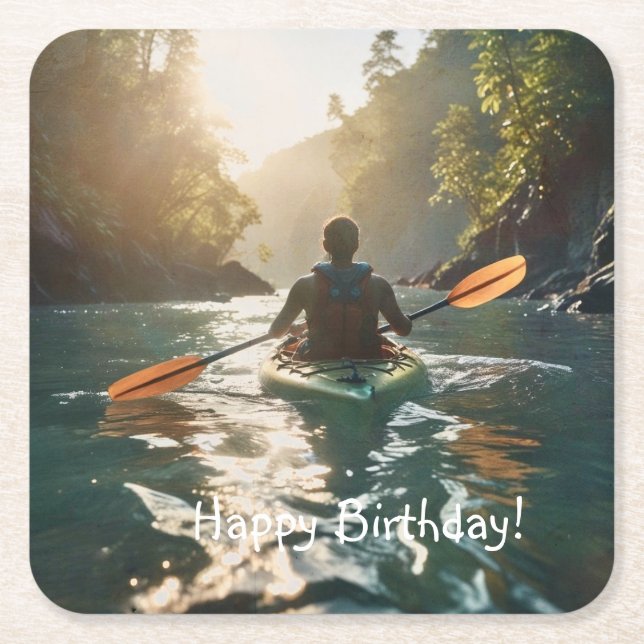 Happy Kayaking Rechteckiger Pappuntersetzer (Vorderseite)