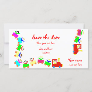 Happy Kids Train Save The Date