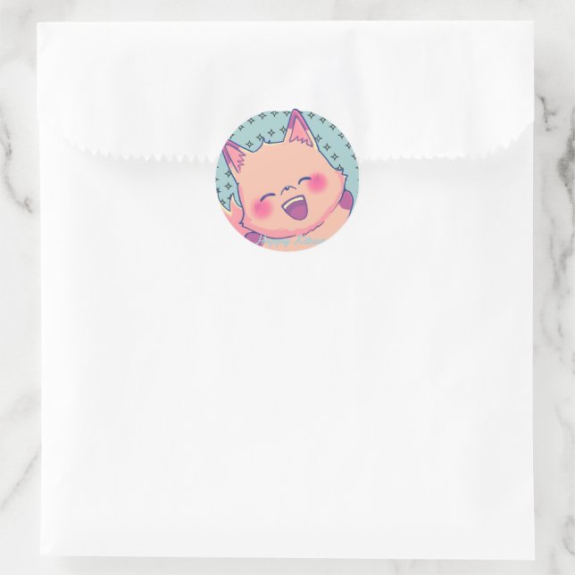 Happy Kitsune Runder Aufkleber (Tasche)