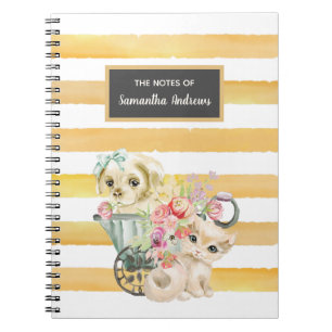Happy Kitten and Dog Notebook Notizblock
