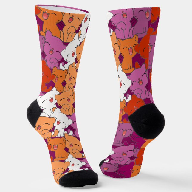 Happy Kittens Lesbian Pride Socken (Gewinkelt)