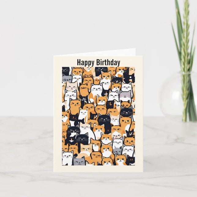 Happy Kitty Birthday Karte (Vorderseite)