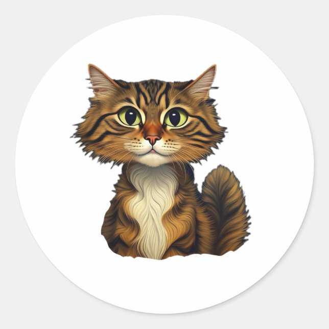 Happy Kitty Runder Aufkleber (Vorderseite)