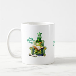 Happy Kleeblatt Day Green Teddy Bear and Frog Kaffeetasse