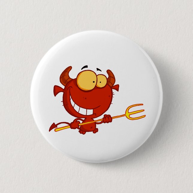Happy-kleinen Teufel-mit-Pitchfork Button (Vorderseite)