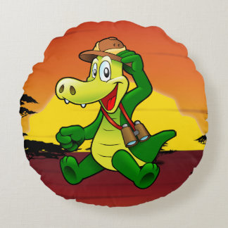 Happy Krocodile Rundes Kissen