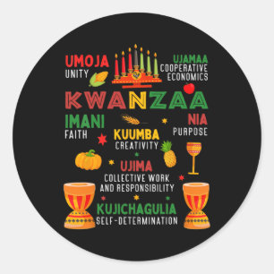 Happy Kwanzaa 7 Grundsätze Kwanzaa Frauen Männer c Runder Aufkleber