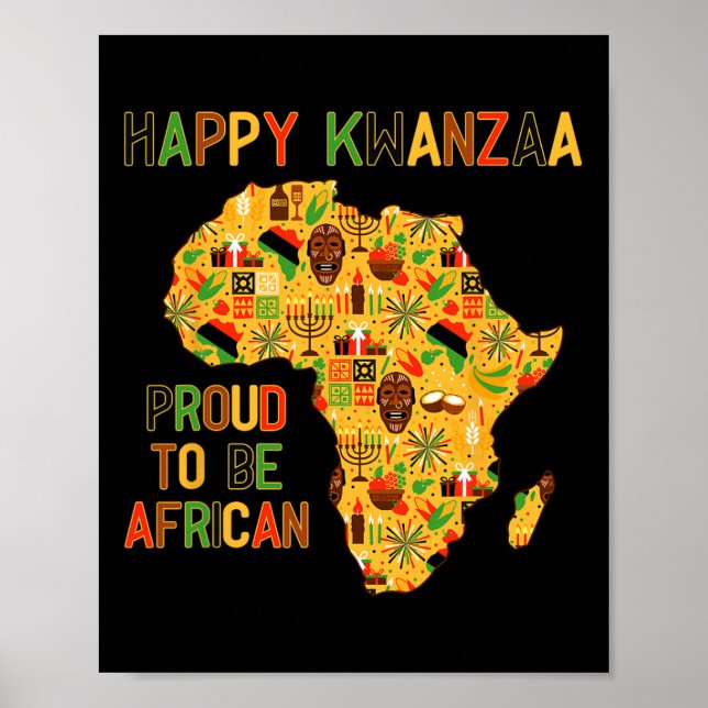 Happy Kwanzaa Africa Map 7 Principles Celebration Poster (Vorne)
