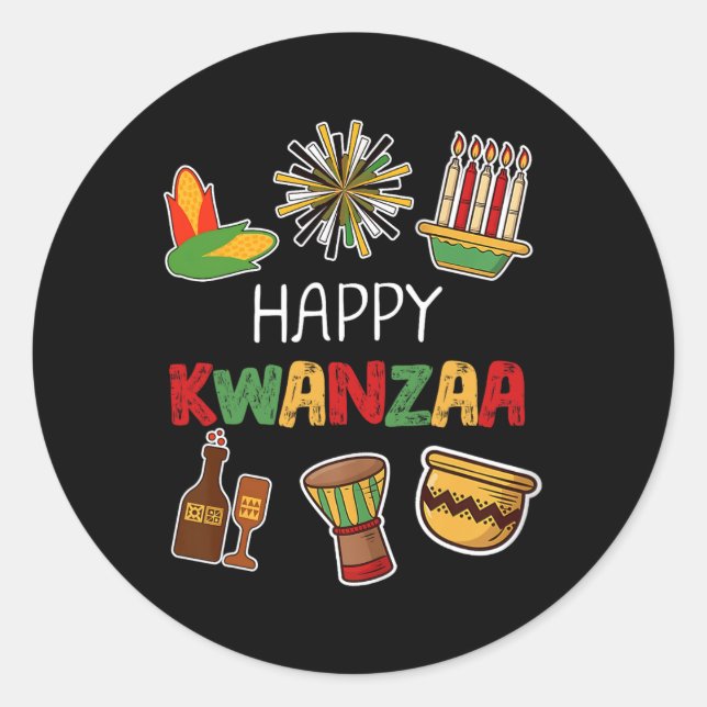 Happy Kwanzaa African American Holiday Runder Aufkleber (Vorderseite)