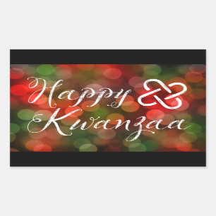 Happy Kwanzaa Bokeh Umoja Lights Rechteckiger Aufkleber