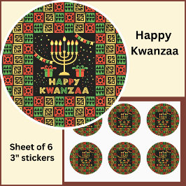 Happy Kwanzaa Candles Red Black Green Yellow Runder Aufkleber