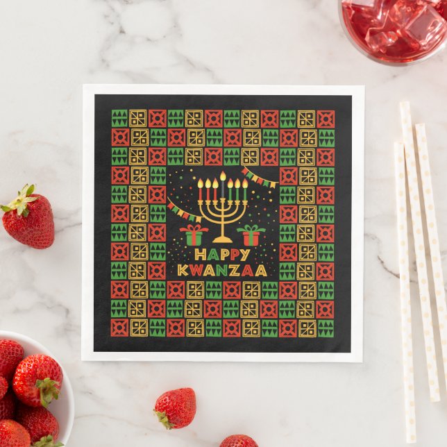 Happy Kwanzaa Candles Red Black Green Yellow Serviette (Beispiel)